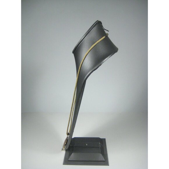 Vintage Lotus Floral Enamel Pendant Necklace 28 inch Goldtone Braided Cord - Picture 12 of 13